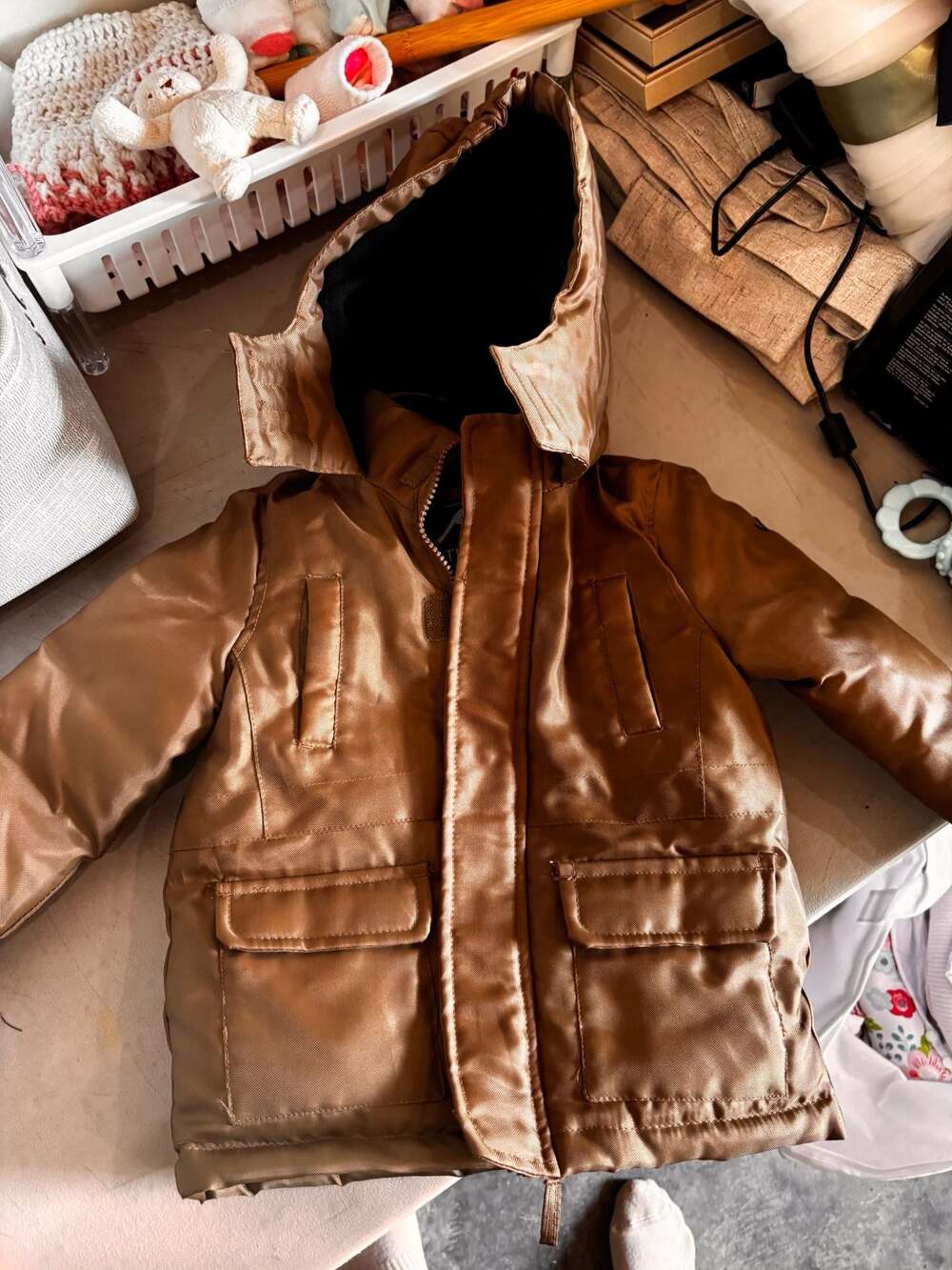 Vertical'9 Toddler Boys Brown Hooded Winter Parka Jacket Size 2T